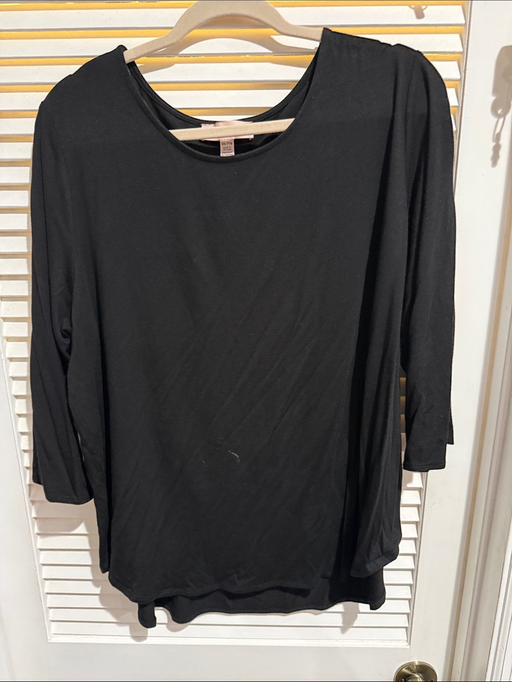 Philosophy Black Long Sleeve Scoop Neck Top